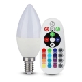 LED RGB Stmívatelná žárovka E14/4,8W/230V 4000K + dálkové ovládání
